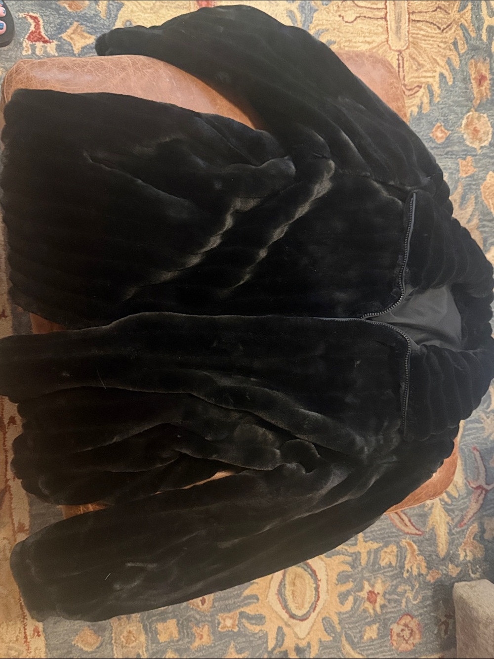 Gallery Black Plush Teddy Jacket - Zip Front